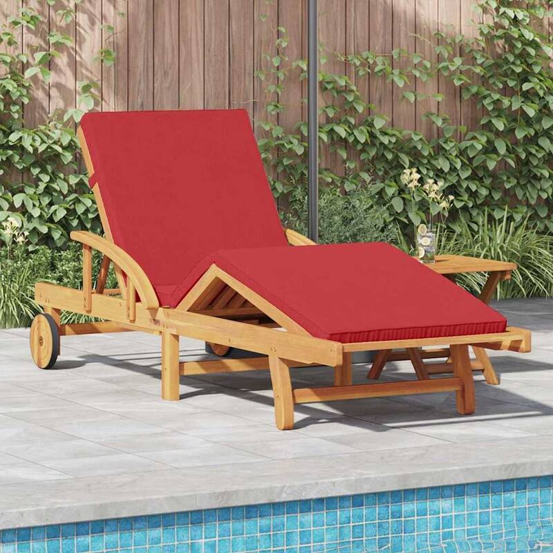 vidaXL Sun Lounger Reclining Red 200 x 67 x 84cm Solid Acacia wood - 78.7 x 26.4 x 33.1