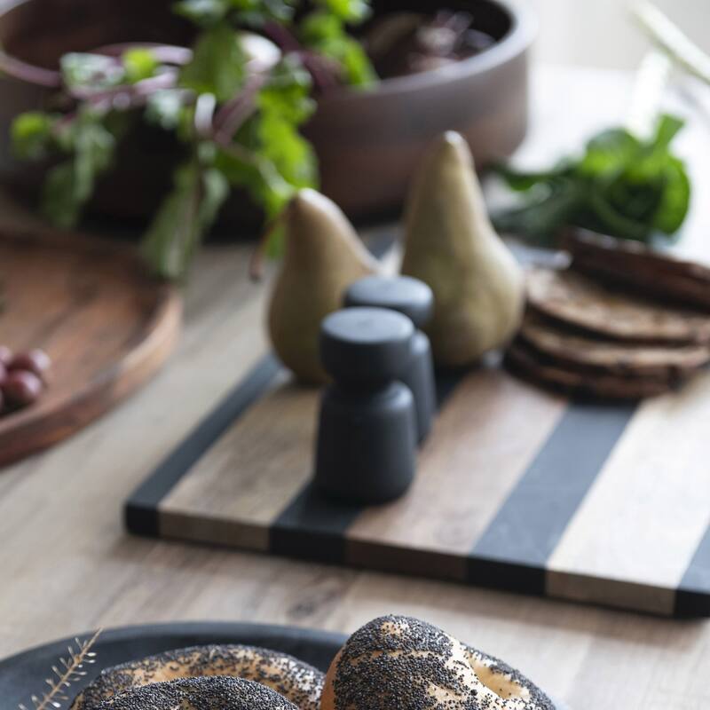 Mango Wood Cheese and Cutting Board with Stripes