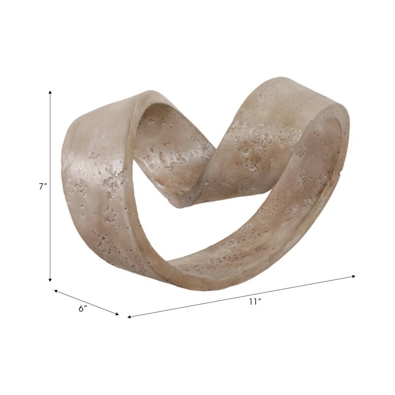Resin Decorative Object Spiral Ribbon Design Modern Accent - 7" Tan - 11.5" x 6.5" x 7"