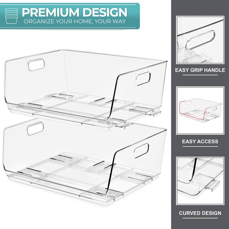 Sorbus Stackable Storage Bins Acrylic Open Front Clear Stackable Storage Bins for Pantry Kitchen (Large)