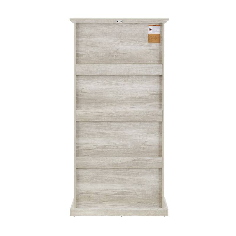 GDFStudio - Brookline Modern Storage Glass Display Cabinet with Flip-Up Glass Doors and 4-Tier Shelving