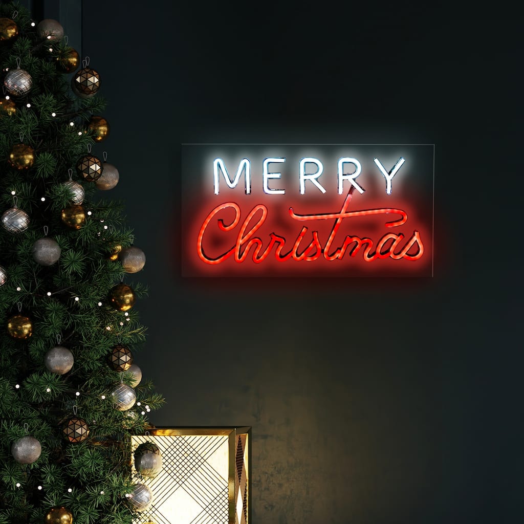 LED Merry Christmas Neon Lighted Wall Sign - 17"