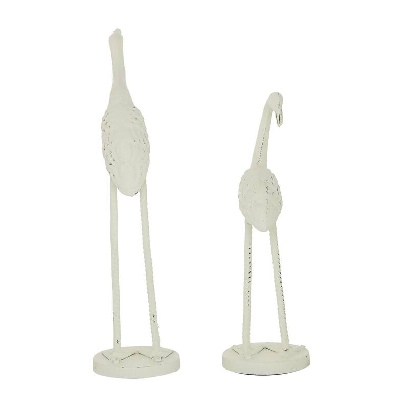 Metal Bird Decorative Sculpture - Set of 2 White - Roche River Decor