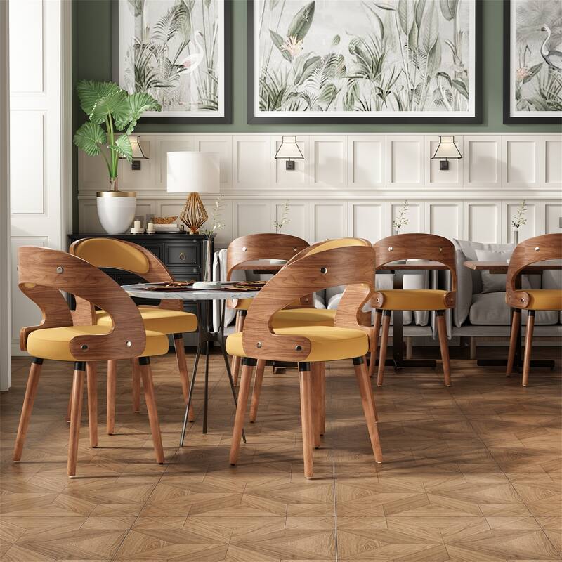 Modern Upholstered Dining Chairs with Curved Backrest (Set of 2)