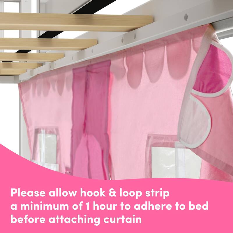 Max and Lily Classic Low Bunk with Stairs, Easy Slide and Curtain