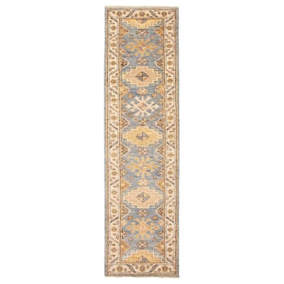 ECARPETGALLERY Hand-knotted Jules Serapi Sky Blue Wool Rug - 2'7 x 9'10