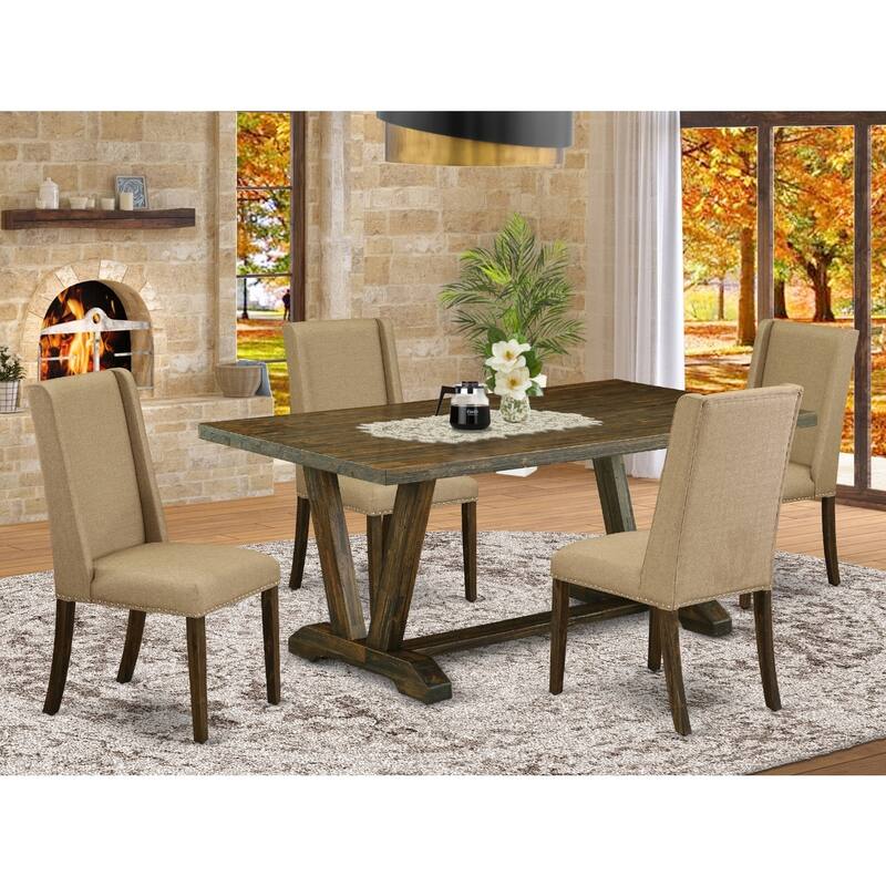 Southwestern Style Dining Set - 5 Piece Kitchen Table with 4 Parsons Chairs - 72