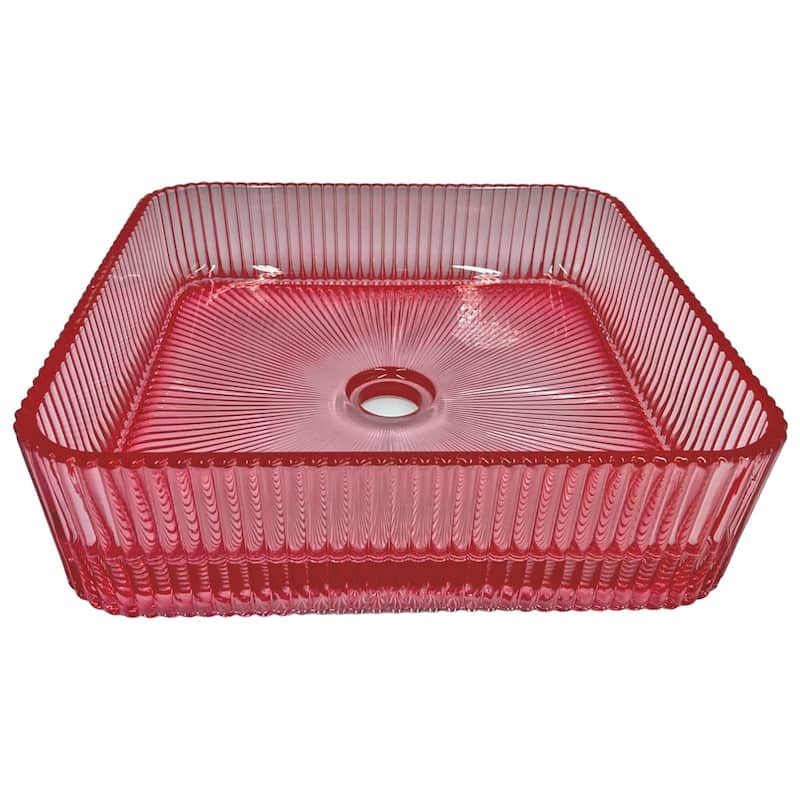 Plaza Tempered Glass Square Vessel Bathroom Sink - 15"