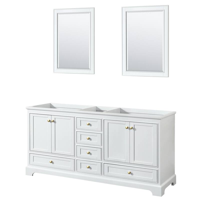 Wyndham Collection Deborah 71" Free Standing Double Wood Vanity - White / Brushed Gold Hardware