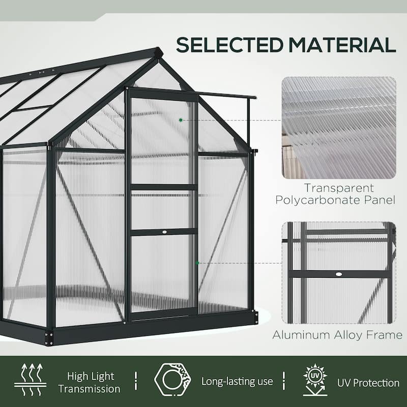 Outsunny Polycarbonate Walk-in Garden Greenhouse - Clear