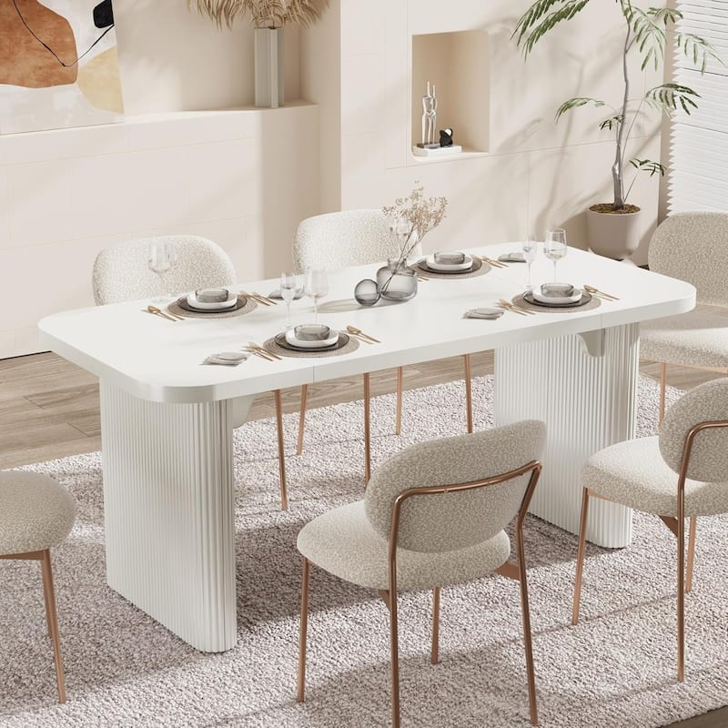 62-Inch Wood Dining Table for 4-6 People Modern Rectangular Kitchen Table for Dining Room Living Room