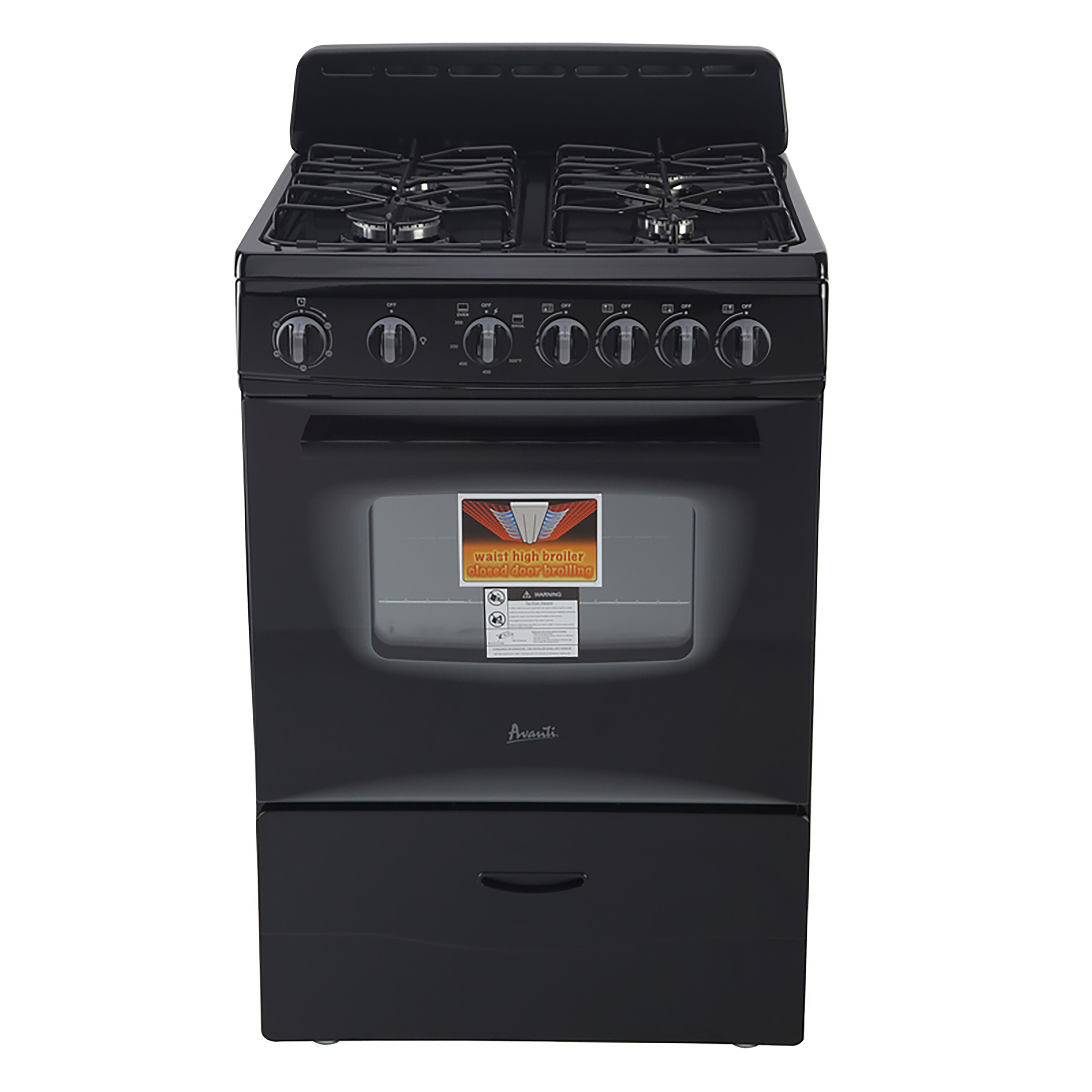 Avanti GR2415CB 24 inch Gas Range 2.6 Cu. Ft. Oven Capacity - Black