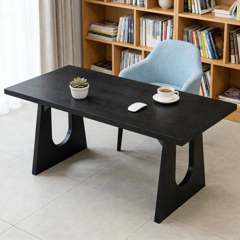 70.9" Rustic Executive Desk with Spacious Wood Desktop for Home Office and Study