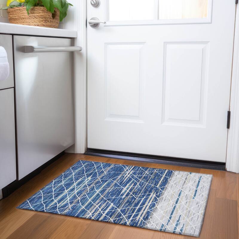 Premium Washable Super Soft Modern Himalaya Mayfield Rug - 1'8" x 2'6" - Navy