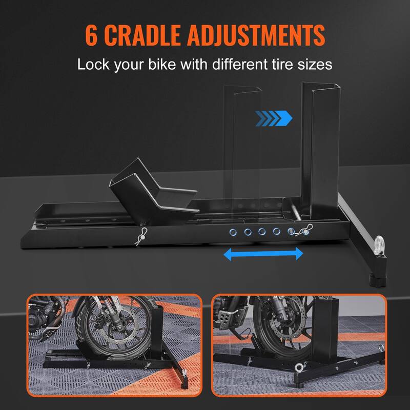 Motorcycle Wheel Chock Upright, 1800 lbs Capacity Heavy-duty Steel Motorcycle Front Wheel Stand with Adjustable Holes