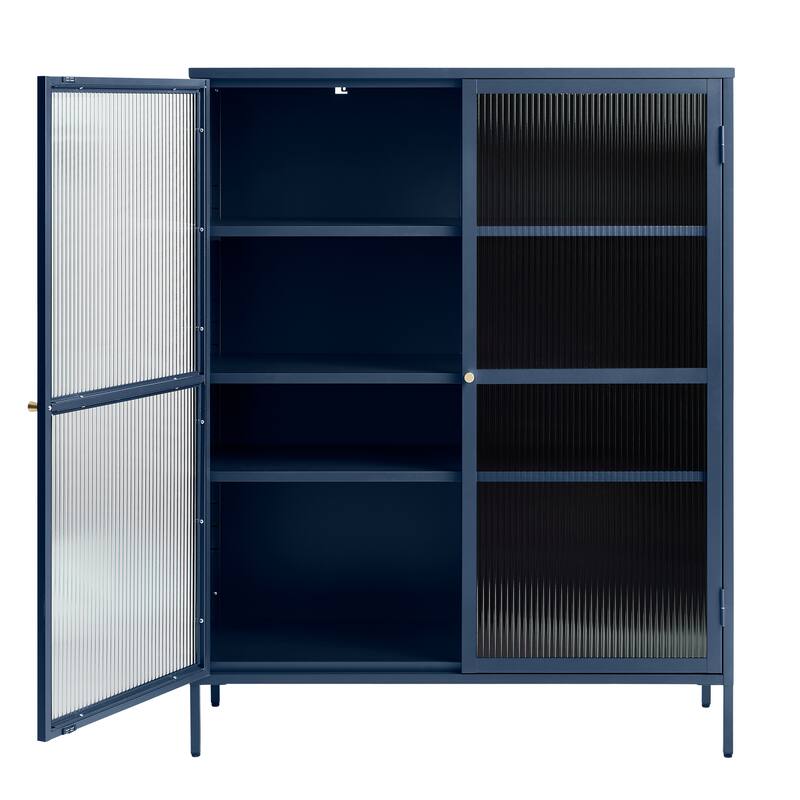 Rye Studio Brianne Modern Metal & Glass 55" Display Cabinet