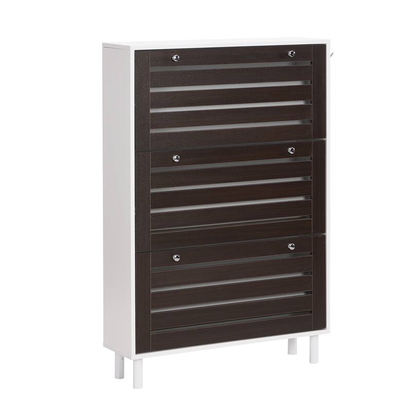 ON-TREND Minimalist Slim Shoe Cabinet with Hanging Hooks