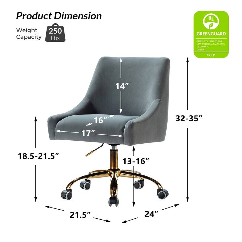 Carina Modern Upholstery Task Chair with Golden Base by HULALA HOME