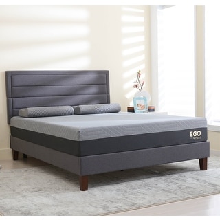 Bed Frame Upholstered Platform Twin Headboad Wood Slat Support Grey ...