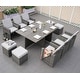 preview thumbnail 11 of 16, 11-Piece Patio Wicker Aluminum Dining Table Set w/ Chairs and Ottomans