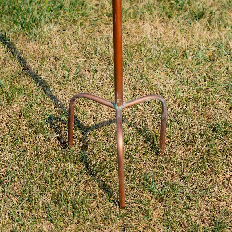 69.25" Tall Iron & Orange Porcelain Birdhouse Stake "Amsterdam" - 9.5" L x 8" W x 69.25" H