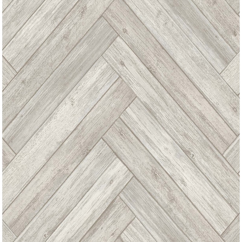 Seabrook Designs Stacked Chevron Faux Wood Unpasted Wallpaper - 20.5 in. W x 33 ft. L - Pale Oak