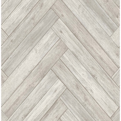 Seabrook Designs Stacked Chevron Faux Wood Unpasted Wallpaper