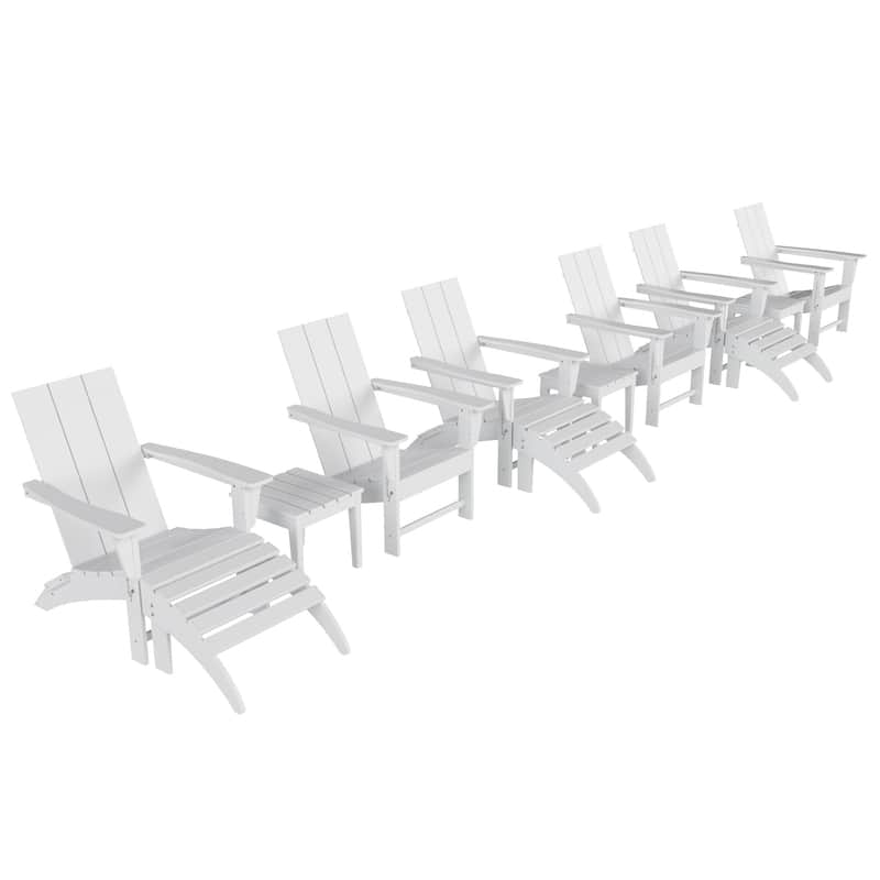Shoreside Modern 12-Piece Folding Adirondack Chair With Ottoman And Side Table