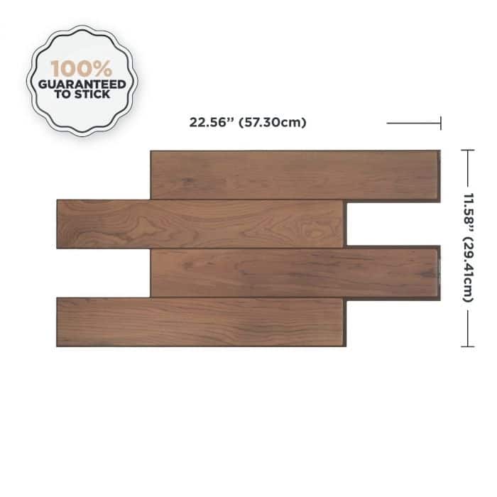Peel and Stick Backsplash Tile - Smart Tiles Norway Walnut - Kitchen and Bathroom Stick on Tiles
