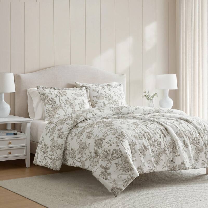 Martha Stewart Avery Floral Cotton Grey Comforter Set