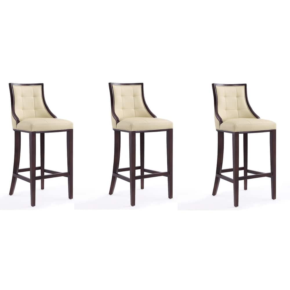 Manhattan Comfort Fifth Avenue Wood Upholstered Barstool - Set of 3