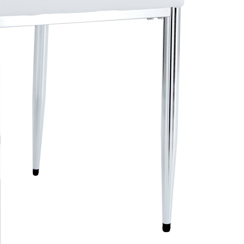 Roomfitters PU Dining Chairs with Extended Back and Silver Metal Legs, Set of 4 for Home, Café or Restaurant