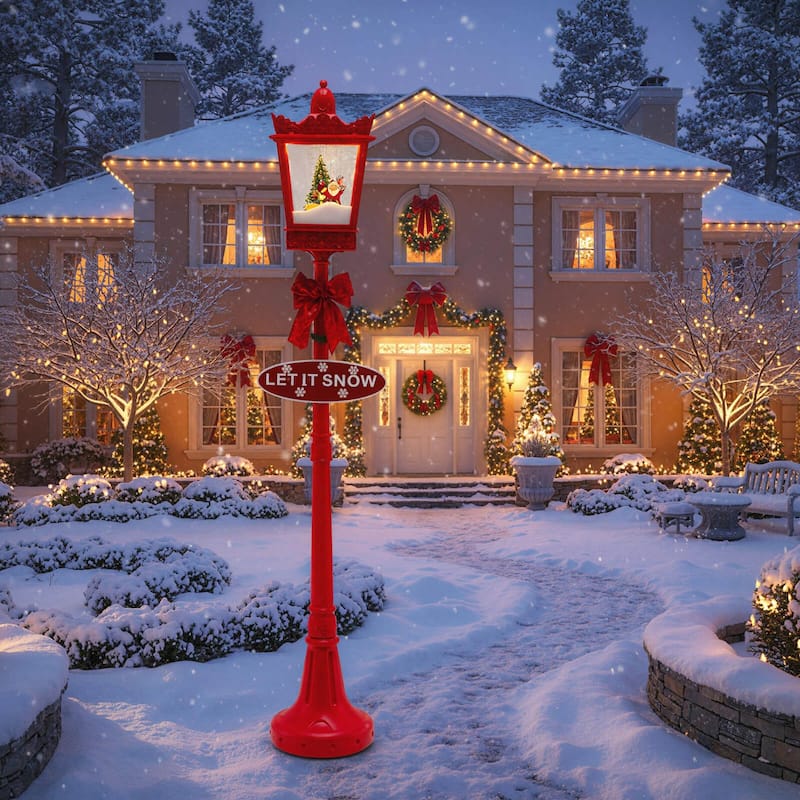 Costway 8 ft Musical Christmas Streetlight with Warm White LED Lights - See Details