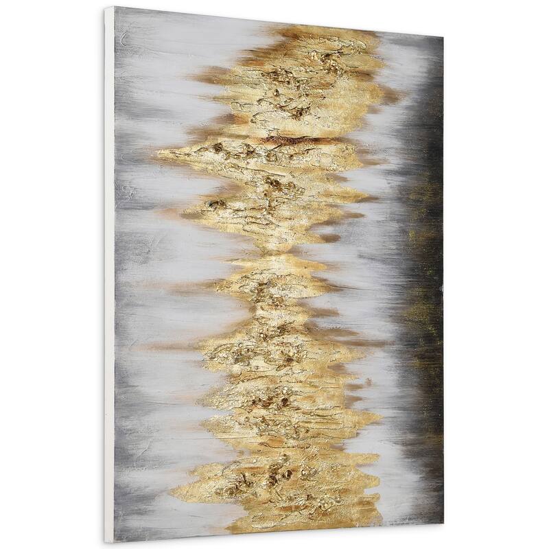 Gold Frequency Textured Hand Painted Wall Art with Gold Foil