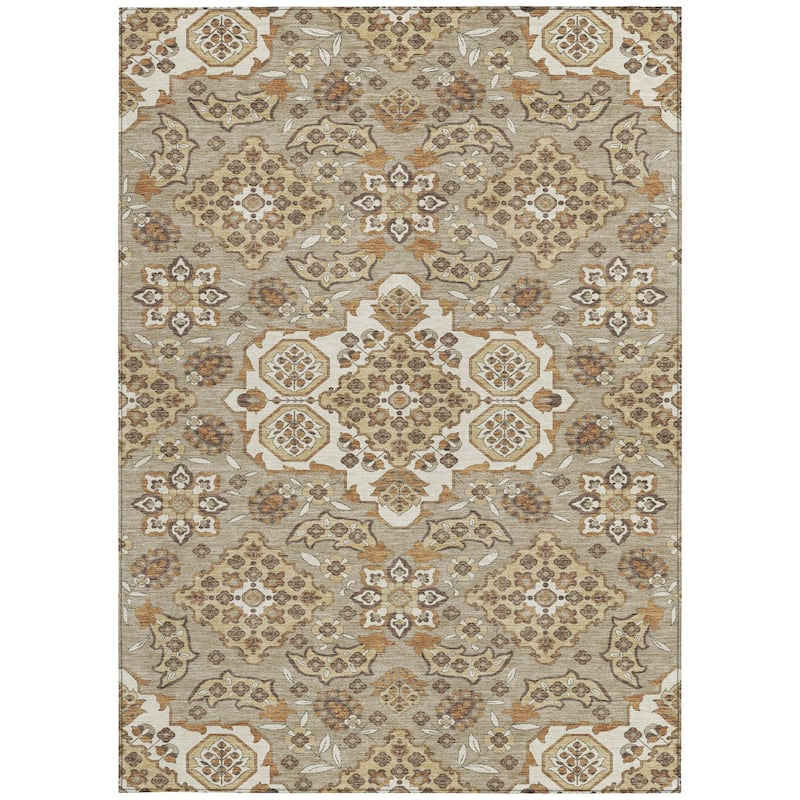 HomeRoots Medallion Traditional Rectangle Outdoor Rug