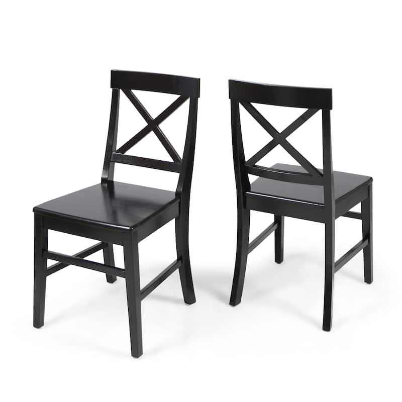 Country Set of 2 Dining Chairs with X-shaped Back, Solid Wood Frame for Dining Room Living Room Balcony and Patio
