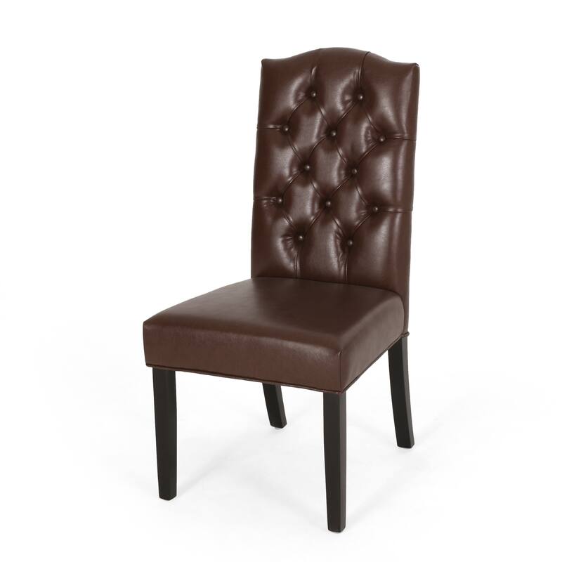Harriet Contemporary Tufted Faux Leather Dining Chairs (Set of 2) by Christopher Knight Home - 21.50" L x 25.75" W x 41.50" H