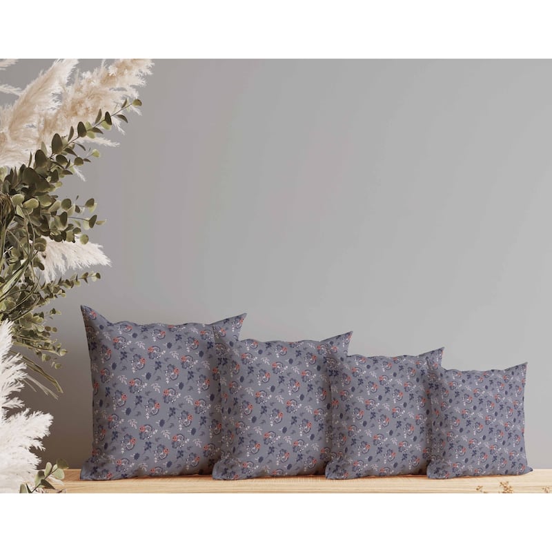Rose Dreams Faux Suede Reversible Throw Pillow Gray and Blue