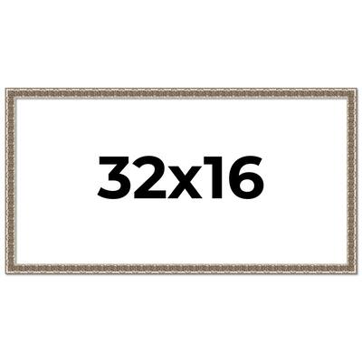 32x16 Frame Silver Versailles Ornate Solid Wood Picture Frame | 1 Inch