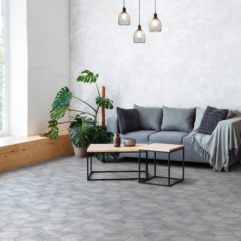 Merola Tile Recycle Hex Antique 8-1/2" x 9-7/8" Porcelain Floor and Wall Tile - Sample swatch