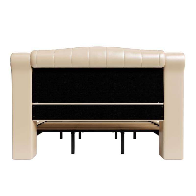 Christopher Knight Home - Modern Upholstered Platform Bed with Wood & Metal Frame - with 44.5" Tall Button-Tufted Headboard