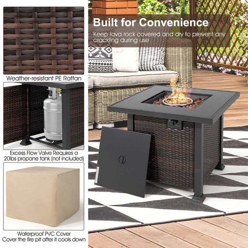 Costway 9 PCS Patio Furniture Set with 32" Fire Pit Table 50,000 BTU - See Details