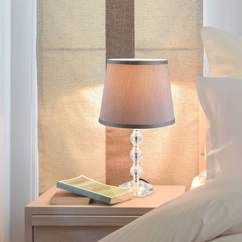 HOMCOM Crystallite Modern Table Lamps for Bedroom Set of 2, Bedside Desk Lamp for Home Office, Lamp Set with Fabric Lampshades