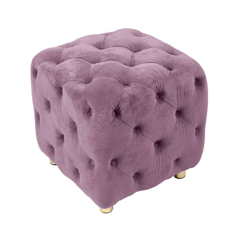 Modern Velvet Upholstered Square Tufted Ottoman by GDFStudio
