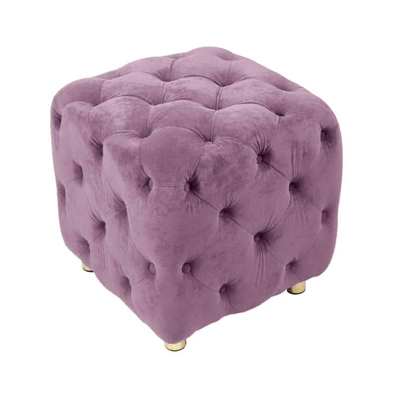 Velvet Upholstered Ottoman, Multi-Functional Dice-Shaped Foot Stool, Dressing Makeup Chair with Hidden Storage Compartment