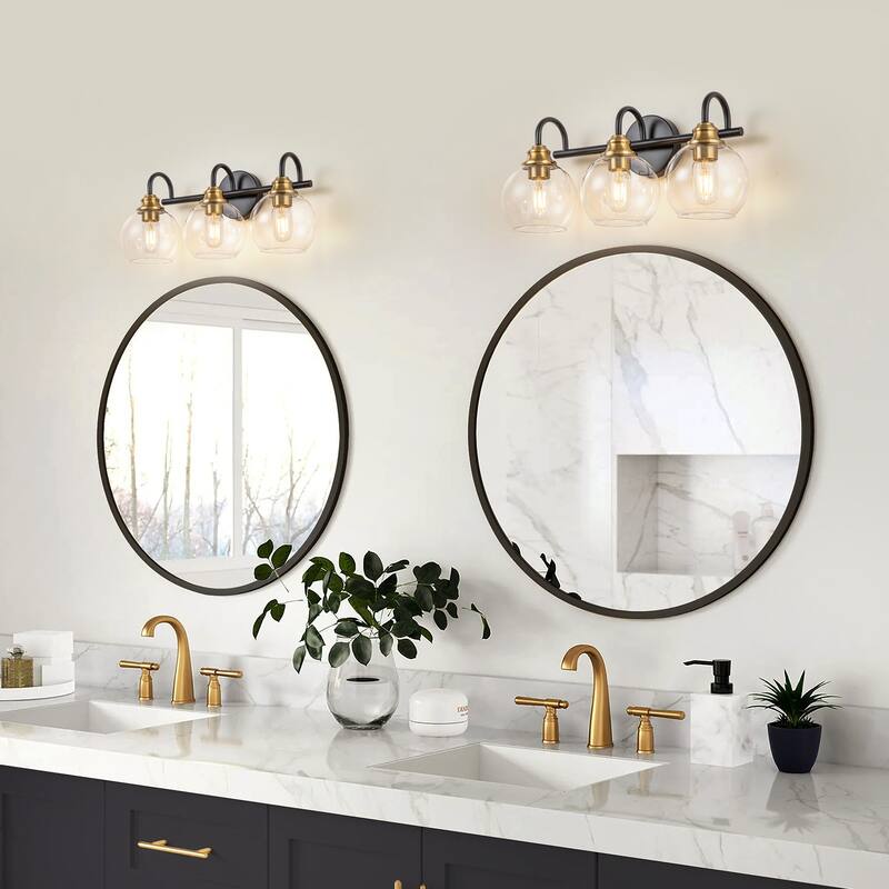 Starsky 3-Lights 20in. Dimmable Bathroom Vanity Light with Glass Globe Shade