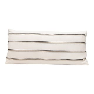 Woven Cotton Blend Lumbar Pillow with Stripes, Multi Color