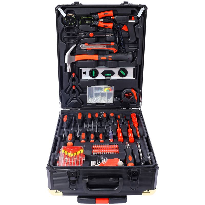 969pcs Home Repair Tool Set Kit for Men, Toolbox Storage Case with 4 Drawers, Household Tool Kit with Rolling Tool Box
