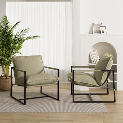 Metal Framed Armchair Sling Accent Chair Set of 2