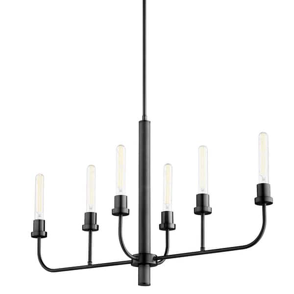 slide 2 of 3, Quorum International 622-6 Sheridan 6 Light 35" Wide Linear Chandelier Matte Black